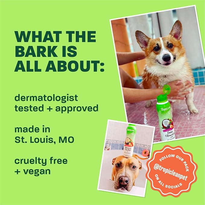 TropiClean 2-in-1 Dog Shampoo and Conditioner & Dog Detangler Spray Dematting, Grooming Bundle, Puppy Safe, Made in USA