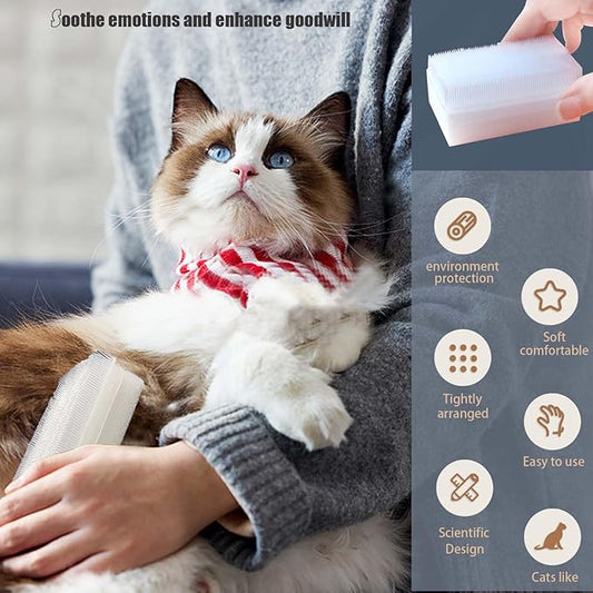 2PC Soft Cat Brush for Grooming - Gentle Cat Tongue Brush with1300+Barbed Serrations, Brushes for Sensitive Cats-Lightweight, gentle, Perfect for Daily Grooming&Enhancing Bonding (Green)