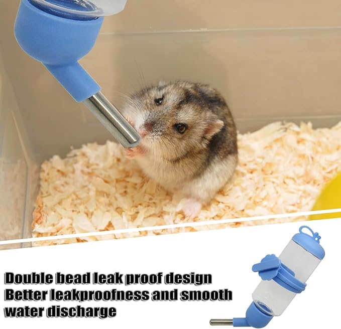 125ml Guinea Pig Water Bottle/Feeder for Hamsters/Hedgehogs/Gliders/Rabbit/mouses/Other Small Pets and Animals,Suitable for Cages, Boxes or Wall-Mounted (Blue, 125ml)
