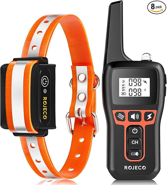 ROJECO Dog Training Collar with 3300FT Remote,IPX7 Waterproof Rechargeable Shock Collar for Large Medium Small Dogs,3 Safe Training Modes with Beep,Vibration and Shock,Adjustable Electronic Dog Collar