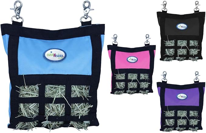 Rabbit & Guinea Pig Hay Bag Feeder with Super Tough Bottom® Design | Small 10" x 11" x 3" Hanging Hay Feeder | Organized Feeding | Made in USA Design (Royal Blue, Small 10" x 11" x 3")