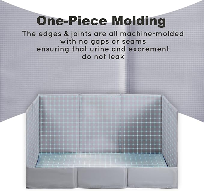 HQ4US 4LEGS Dog Litter Box, Pee Pad Holder Foldable, Indoor Dog Potty Tray for Puppy & Large Dogs, High Walls, Seamless, No Assembly, Waterproof, Easy to Clean, No Spill,Portable for Travel