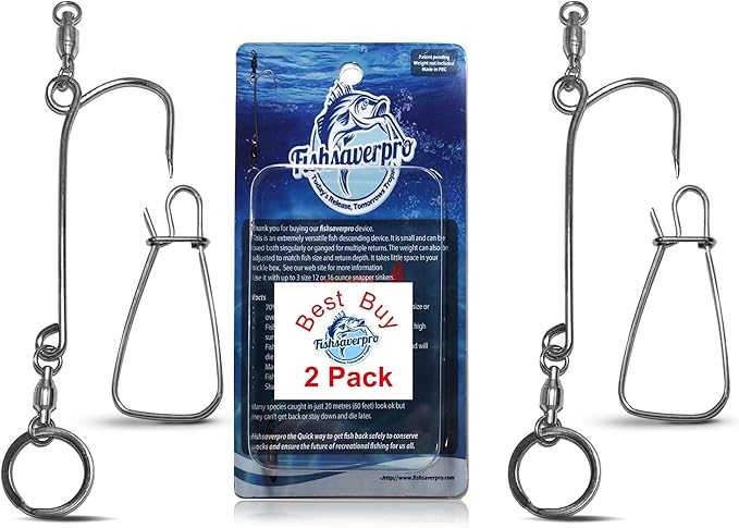fish descending return device - 2 Pack- Compact & reliable release device built for long life. No mechanical release to fail. Great for red snapper. Unlike venting tools NOAA preferred.