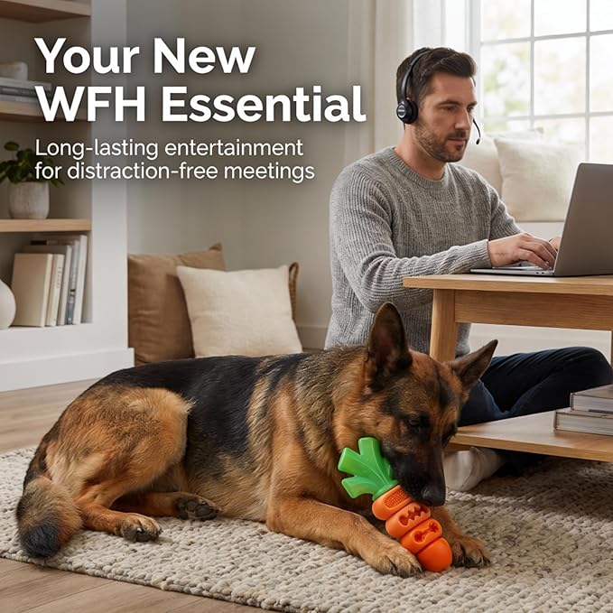 Frienhund Tough Dog Toys for Aggressive Chewers Medium to Large Breed, Indestructible 7" Nylon & Rubber Carrot, Bacon Flavored Dental Chew Toy for Boredom, Easter Basket Stuffers for Dogs (20-70 lbs)