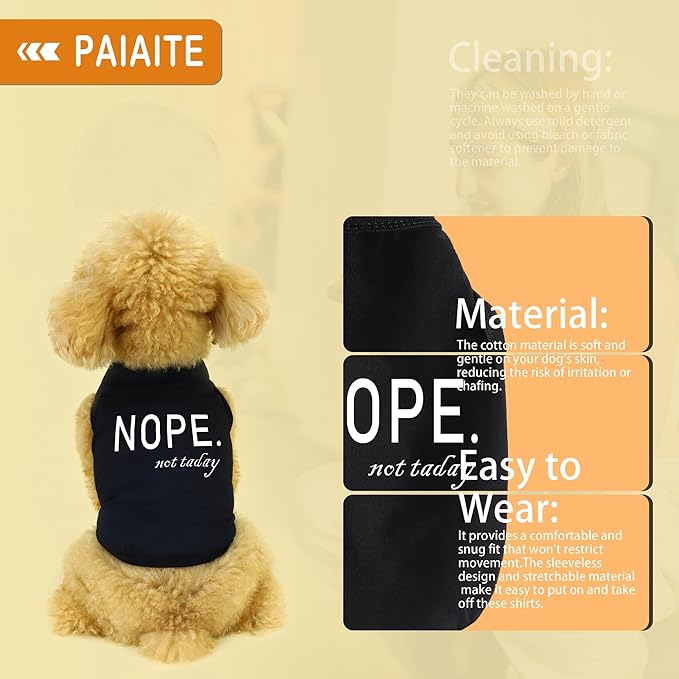 Discover Cozy Cotton Canine Wear: Soft, Lightweight, and Breathable Dog Shirt Vest with Eye-Catching Graphics(Nope not Today), Keeping Your Furry Friend Warm and Comfy! Grey 4XL