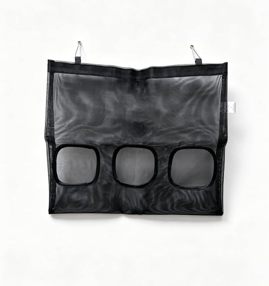 Rabbit Hay Feeder Bag Guinea Pig Hanging Hay Storage Bag 600D Oxford Cloth Small Animal Hay Dispenser Holder for Bunny Chinchilla Hamster Hedgehog (Black, Multiple Holes)