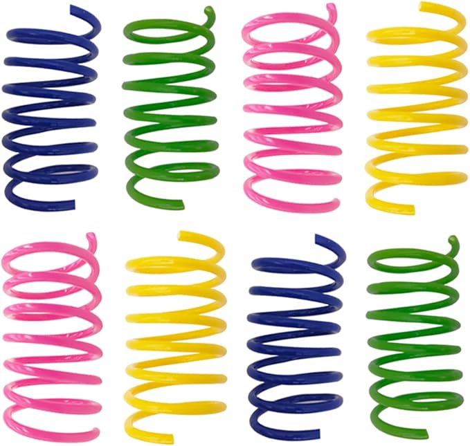 Cat Spring Toys 90 Packs for Indoor Cats, Durable Plastic Spring Coils Attract Cats to Swat, Bite, Hunt, Interactive Spring Toys for Kittens