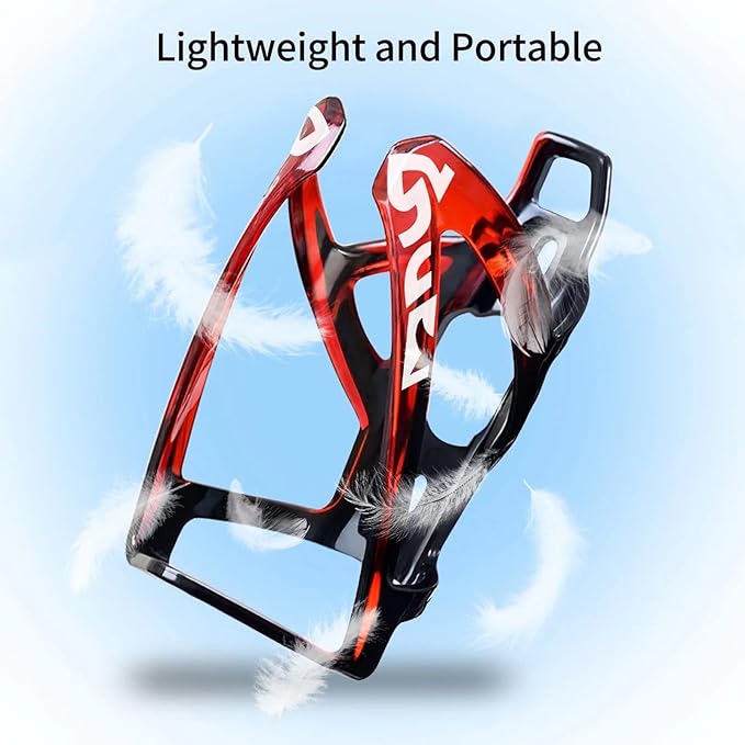 Suruid Bike Water Bottle Cage, Universal Drink Holder - Durable Ultralight Plastic Bottle Holder for Cycling, MTB, Road & Mountain Bikes, 2 Pack - Black Red