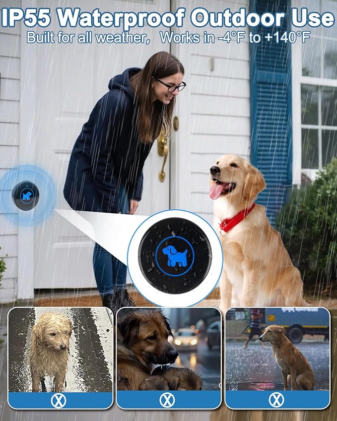 Dog Door Bell 2026 Enhanced Touch, Wireless Doggie Doorbell for Potty Training to Go Outside, IP65 Waterproof, 1000ft Range, 55 Melodies, 5 Modes & Adjustable Volume, 2 Receivers+2Buttons