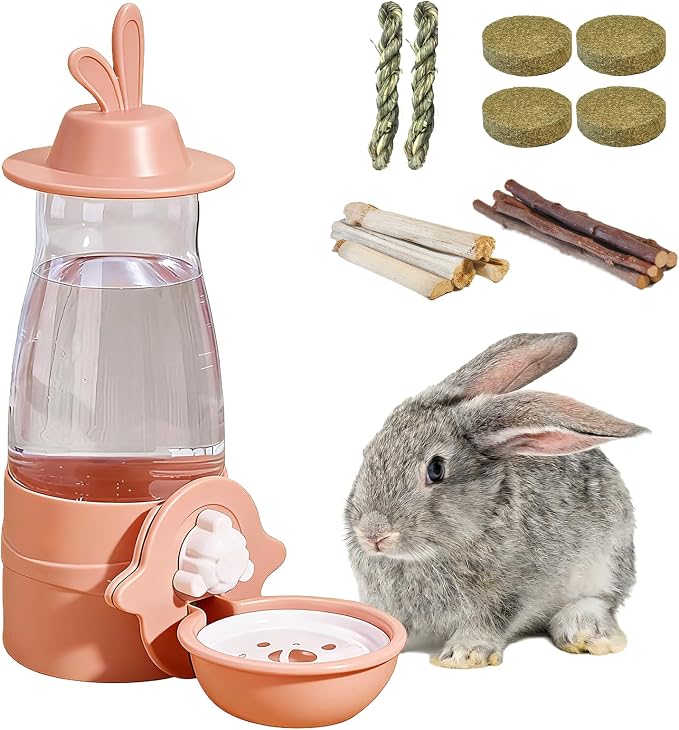 21oz Rabbit Water Bottle, Hanging Automatic Guinea Pig Water Dispenser Rabbit Water Bottle No Drip Bunny Cage Accessories for Bunny Hamster Ferret Cat Chinchilla