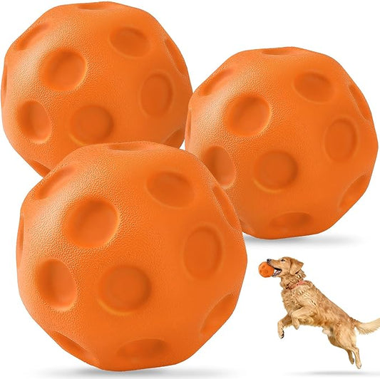 KIPRITII 3 Pack Dog Balls for Medium & Large Dogs - High Bounce & Floating Fetch Balls, Interactive Outdoor Toys with Easy-Pickup Grooves, Bright Orange