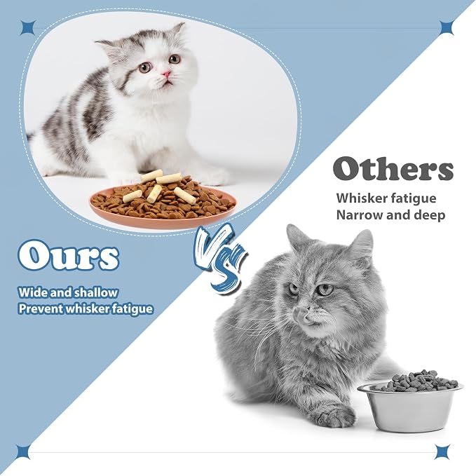 16 Pcs Fatigue Relief Cat Bowl, 5.8 Inch Shallow and Wide Pet Water and Food Dishes Kitten Wheat Straw Wet Feeding Bowl for Indoor Cat Stray Kitten Ferrets