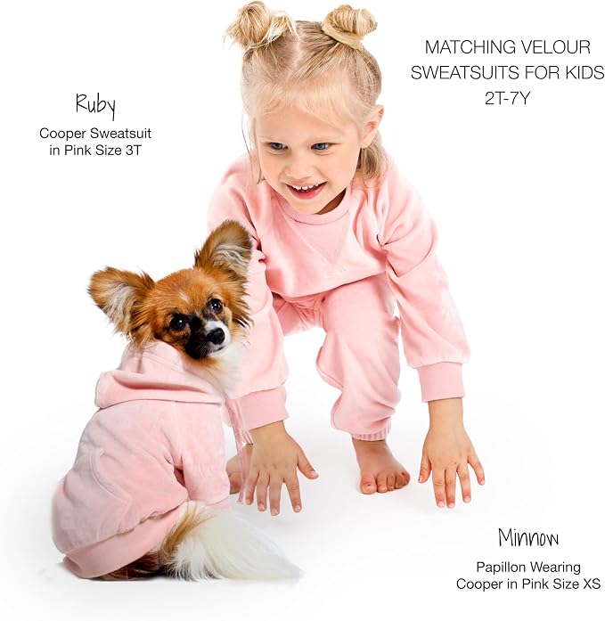 Pet Passion Cooper II Organic Cotton Velour Dog Hoodie Pet Coat for Small, Medium and Large Dogs, Pink, X-Large (55-80 lbs)