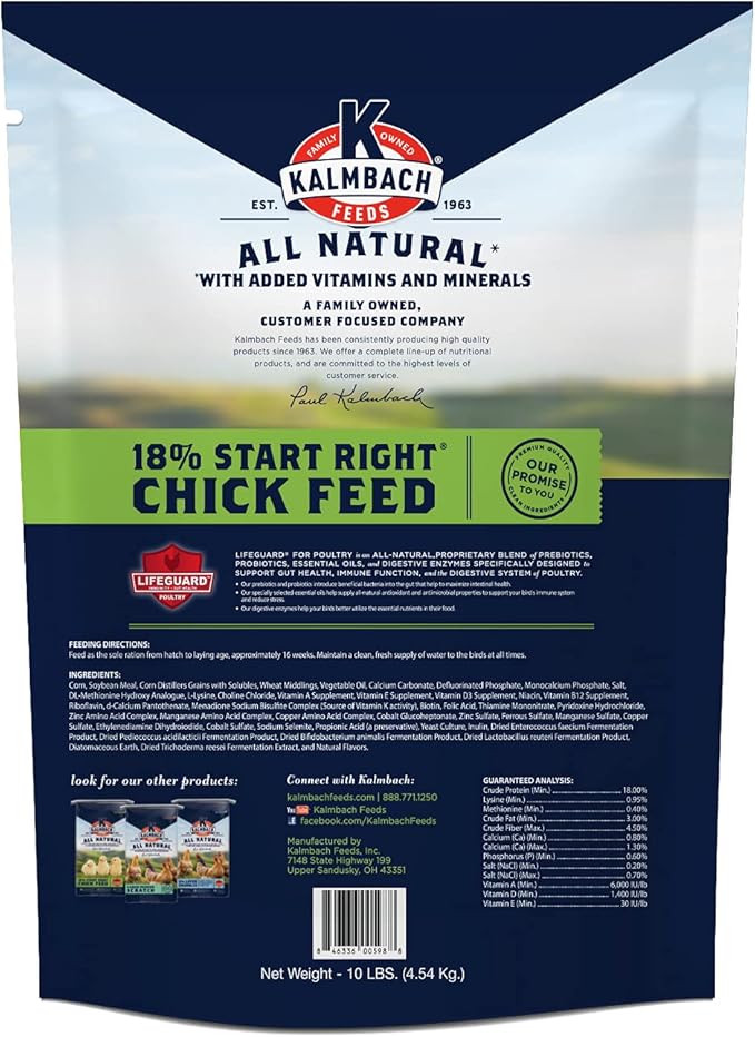 KALMBACH Feeds All Natural 18 Protein Start Right Chick Feed, 10-LB Bag