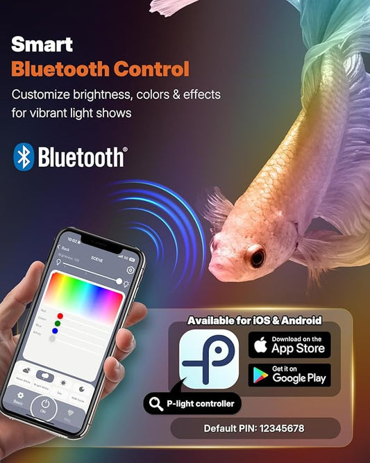 Pawfly Aquarium Light for Plants, 20 W Bluetooth Fish Tank Light, Full Spectrum Aquarium Lights for 18"-24" Fish Tanks, Extendable 24/7 LED Lights with Timer Modes & Adjustable Brightness
