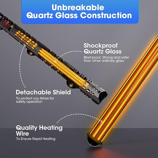 MQ Submersible Aquarium Heater Auto Thermostat, 500W Fish Tank Heater with LCD Digital Aquarium Thermometer, Shatter-Proof and Blast-Proof