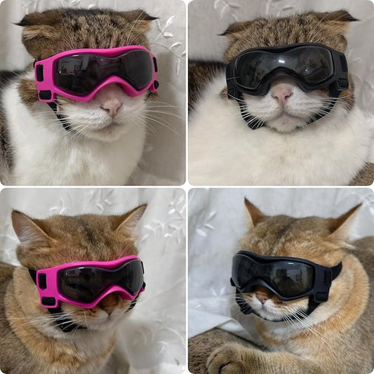 Dog Goggles Small Breed, XS Dog Sunglasses Chihuahua Glasses Anti-UV Eyes Protection for XSmall Pets Tiny Dogs Cats, Black XS