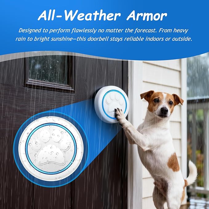 Soft Ring Dog Potty Bell for Training – Wht Wireless Dog Door Bell with 1000ft Range, LED Alert, 60 Tones, Waterproof Dog Bells to Go Outside – Bell for Dogs to Ring to Go Potty(2 Bells & 1 Receiver)