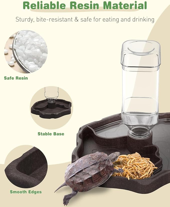 Pawfly Automatic Reptile Water Feeder, Tortoise Water Bottle, Turtle Food and Water Bowl, Water Dispenser for Snake Bearded Dragon Lizard and Chameleon