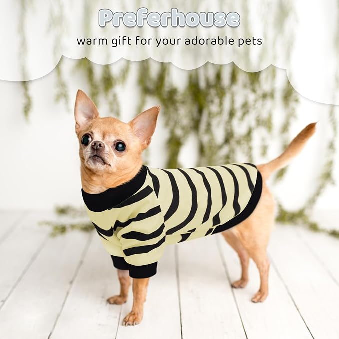Dog Shirts for Small Dogs Cats, Dog Striped T-Shirts Dog Vest Pet Apparel Tee Shirts Spring Summer Suitable for Small and Medium Large Pets French Bulldog Bichon, Beige XS
