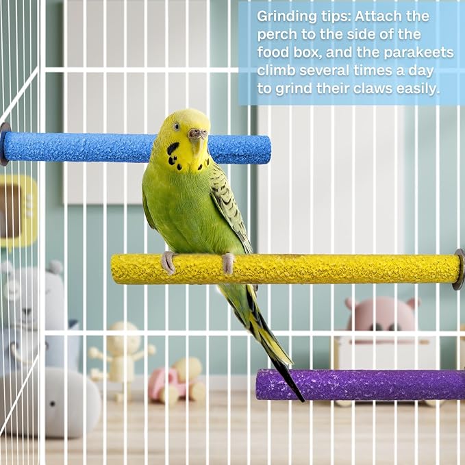 PINVNBY PIVBY Bird Perches for Cage Colorful Parrot Stand Toy Platform Paw Grinding Stick for Small Medium-Sized Bird Parakeet Cockatiel Conure Budgies Lovebird Canary Colors Vary Pack of 3