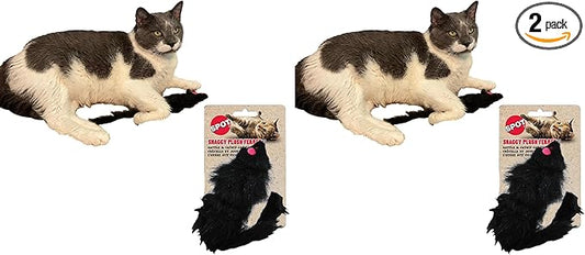 SPOT Shaggy Plush Ferret - Interactive Rattle and Catnip Fuzzy Toy for Indoor Cats and Kittens, Large Size Perfect for Pouncing, Chasing, Hunting, 11 Inches (Pack of 2)