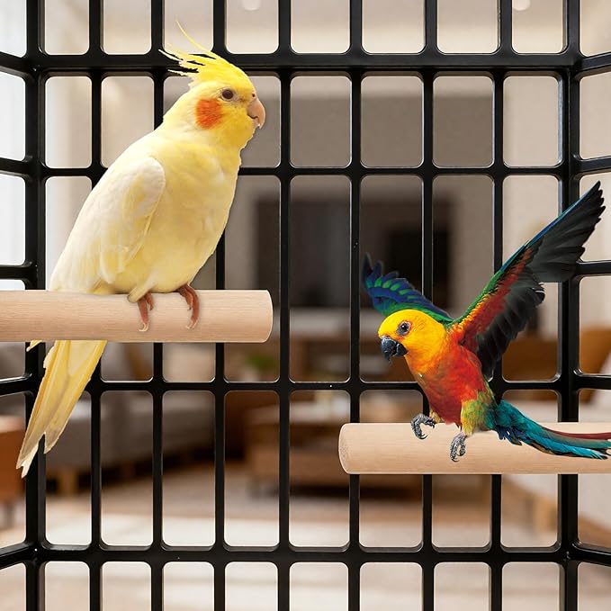 5PCS Parakeet Perches Wooden Bird Perches Bird-Perches for Cage Wood Perch with Different Widths Bird-Cage Toys Birds Cage Accessories for Macaws, Small Parakeets, Conures, Budgies, Finches