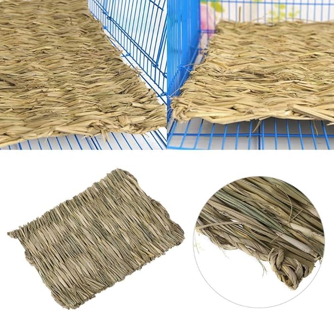 Hamiledyi Grass Mat for Rabbit Bunny Chew Toys Woven Bed Mat for Guinea Pig Chinchilla Squirrel Hamster Cat Dog and Small Animal (22PCS Grass mat)