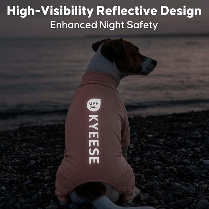 KYEESE UV Protection Dog Shirt, UPF 50+ Cooling Summer Jumpsuit for Medium Large Dogs, Breathable Reflective Shedding Control Dog Sun Shirts, Quick-Dry Dogs Onesie Pet Clothes, Pink, 2XL