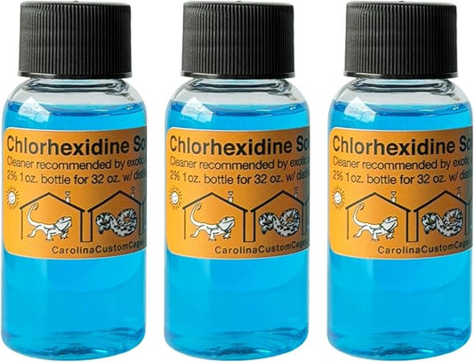 3 Refills of 32 oz Each, Chlorhexidine Solution 2%, Chlorhexidine Cleaning Solution, Chlorhexidine Spray for Reptile Habitats