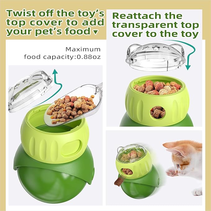 KADTC Wobble Treat Dispenser Ball for Indoor Cat & Mini Dog Enrichment Toy Interactive Slow Feeder, Kitten Stimulating Puzzle Toys