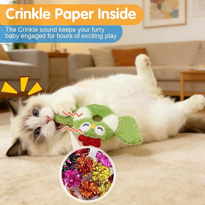 ETEKYER Bird Cat Toys for Indoor Cats with Catnip and Crinkle Sound, Interactive Kitten Toys for Indoor Kittens, Soothing Safe Chew Toy for Teething Gums, 8.6 Inches