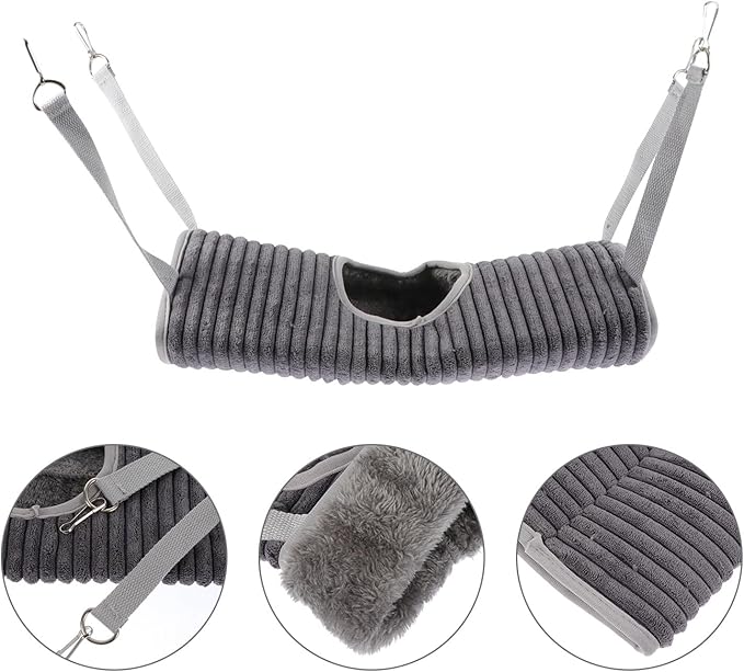Hemobllo Warm Plush Ferret Hideout Tunnel Hammock Small Pet Sleeping Nest for Hamsters Rats Chinchillas All-Season Soft Cage Accessory Gift for Small Animals