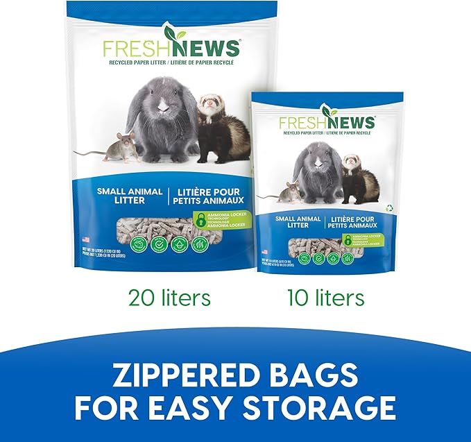 Fresh News Recycled Paper Small Animal Litter Bedding, 10 Liters, Packaging May Vary
