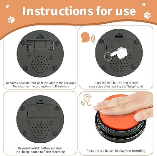 8 Color Voice Recording Button with Rubber Mat, Dog Buttons for Communication Pet Training Buzzer, 30 Second Record & Playback,Funny Gift for Study Office Home