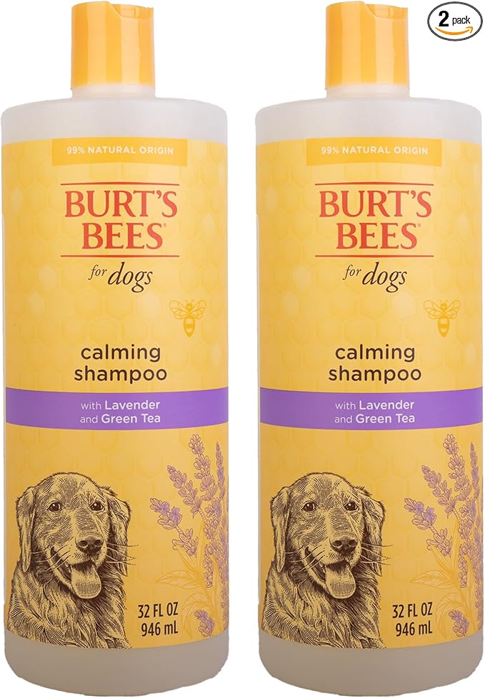 Burt's Bees for Pets Calming Dog Shampoo, Lavender Green Tea, 95% Natural Origin, pH Balanced, No Sulfates, Soothing Scent, All Dog Breeds, 32 Fl Oz, 2 Pack