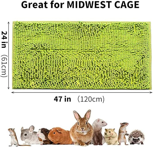 Oncpcare 47x24 Guinea Pig Cage Liner Fleece Bunny Liner Bed House Pad Winter Warm Squirrel Hedgehog Rabbit Chinchilla Bed Mat Hamster Rat Cage Accessories, (Green)