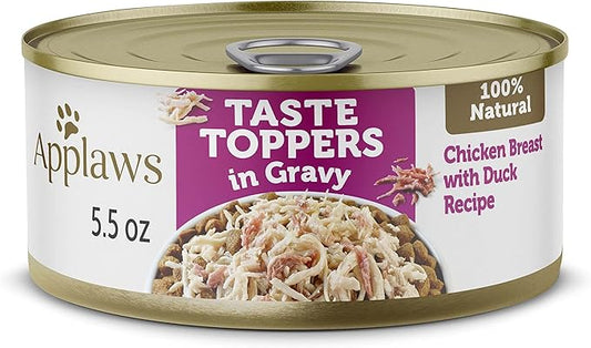 Applaws Taste Toppers, Grain-Free Dog Food Topper, Limited Ingredient, Chicken Breast with Duck in Gravy (12 x 5.5oz Cans)