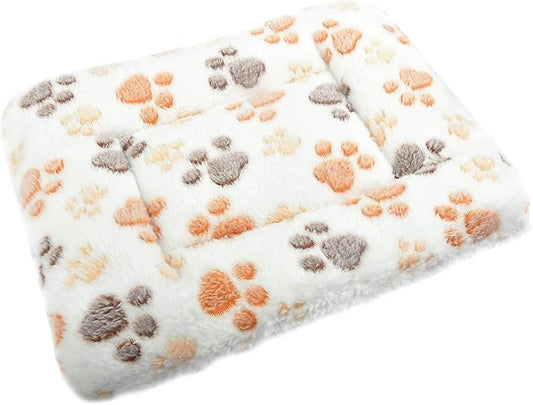 Small Animal Bed Mat, Soft & Warm, Suitable for Guinea Pig, Hamster, Rabbit, Rat and Bearded Dragon (X-Large(13.3''x9.4''), Footprint White)