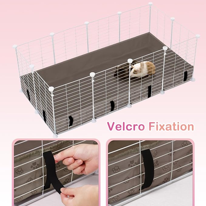 Funfurry Waterproof Guinea Pig Cage Liner,Washable Tarp Bottom Base,Cage Liners for Small Animals,Hamster Chinchilla Hedgehog Ferret Rabbit. (Tan Brown-Paw, 28" X 56")