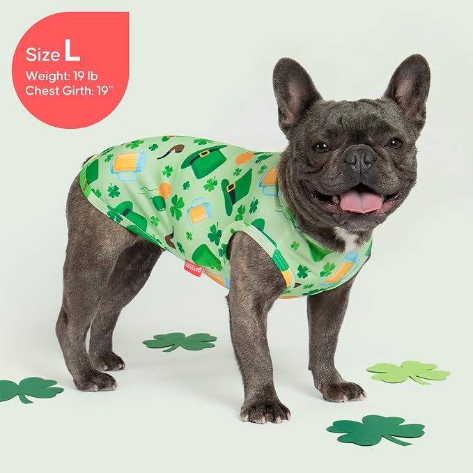 KYEESE 2Pack St. Patrick's Day Dog Shirt, Breathable Tank Top Sleeveless Dog T Shirts for Small Dogs Boy Girl, Lightweight Dogs Clothes Pet Outfit for Holiday, Green, L