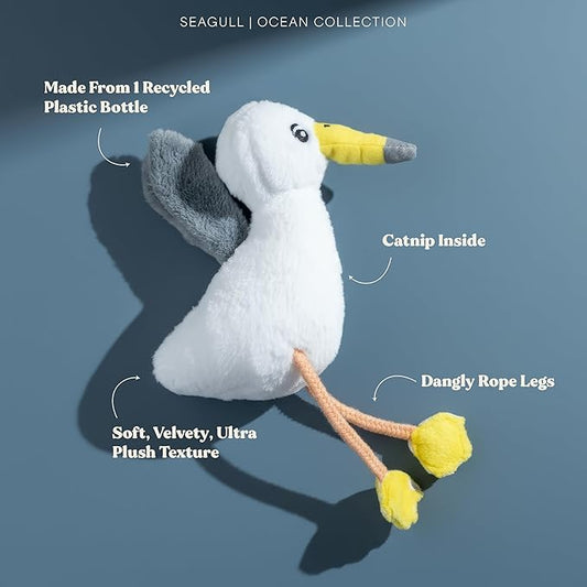 Cat Toys | Plush Seagull Stuffed Animal for Cats | Eco Friendly Interactive Cat Toys for Indoor Cats