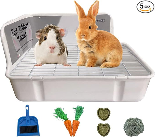 kathson Guinea Pig Litter Box,Bunny Potty Training,Plastic Square Small Animal Toilet,for Hamster Chinchilla Ferret Hedgehog Gerbil(White)