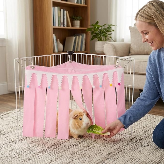 Guinea Pig Hideout, Pink Medium Pet Forest Cage Corner Hideaway, Rabbit Hideout, Rabbits, Chinchillas, Hamsters and Other Small Pets, Guinea Pig Cage Accessories and Guinea Pig Accessories