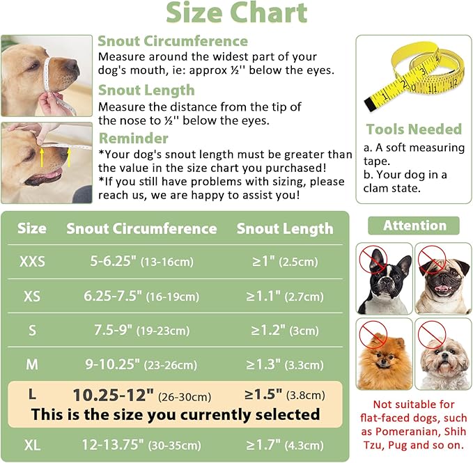Mayerzon Dog Muzzle with Hook and Loop for Large Medium Small Dogs, Patented Soft Mesh Beagle Labrador Puppy Muzzles for Biting Chewing Grooming, Breathable, Adjustable, Allows Panting Drinking