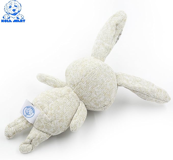 Rustic Knit Plush Bunny Dog Toy - Long-Eared Hopper Stuffed Animal for Dogs | Soft Knitted Puppy Chew Toy for Small Medium Dogs | Safe Embroidered Eyes | Anxiety Relief Cuddle Toy