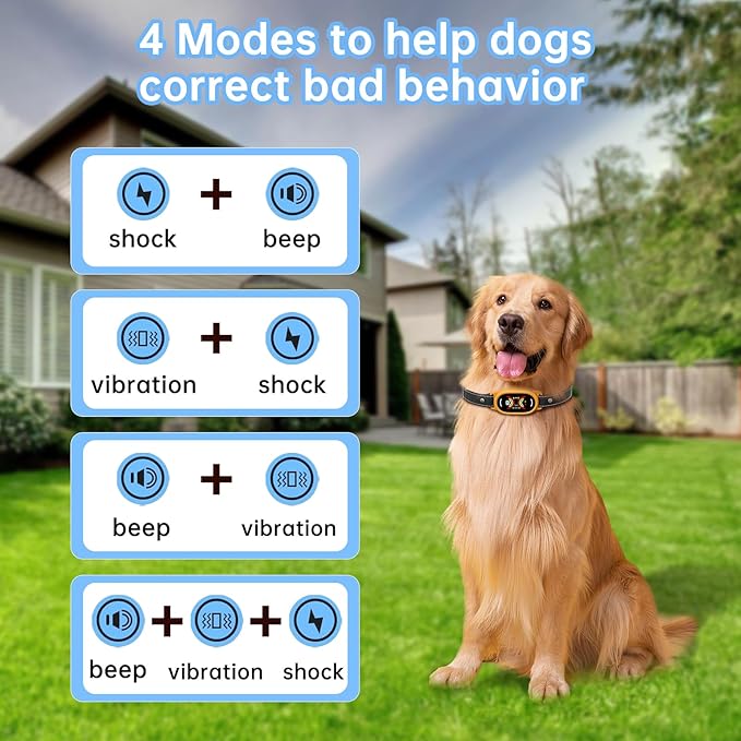 Dog Bark Collar for Large, Medium and Small Dogs with Smart Anti False Triggering AI Chip, IP67 Waterproof Rechargeable Anti Barking Collar with Adjustable Sensitivity and Multiple Modes (Orange)