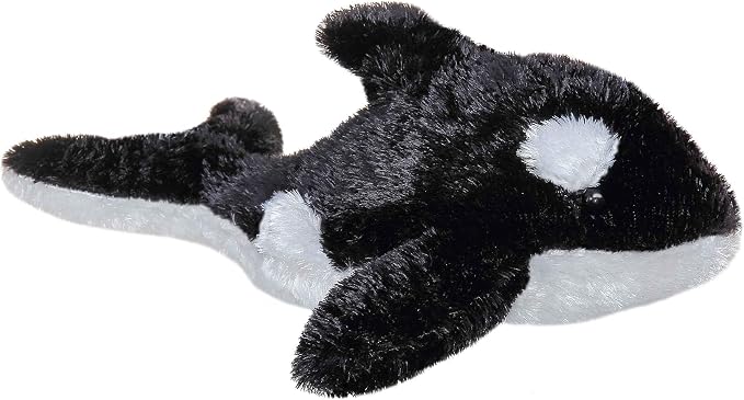 Aurora® Adorable Mini Flopsie™ Orca Stuffed Animal - Mini Companions Ready for Playful Adventures - for Kids All Ages, Toddlers, Adults, and Families - Black 9 Inches