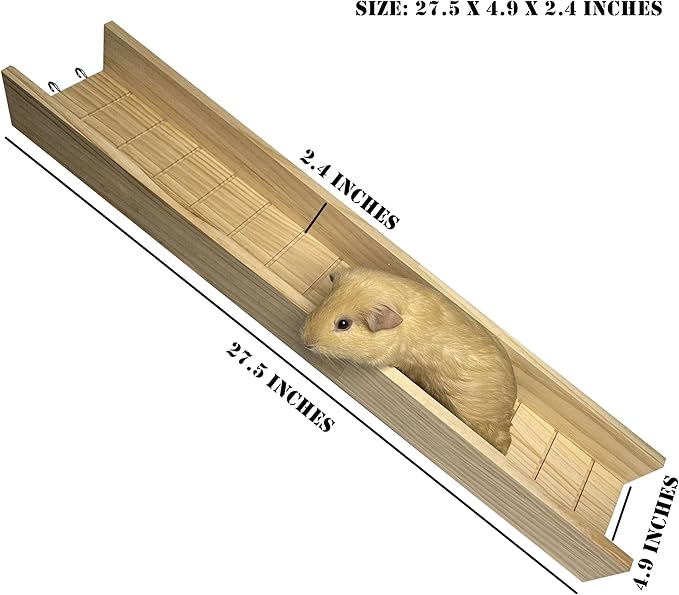 Guinea Pig Cage Bridge, Small Animal Wooden Ladder Ramp, Guinea Pig Cage Accessories Second Floor Link Bridge for Guinea Pigs, Ferrets, Hamsters (70CM/27.5IN)