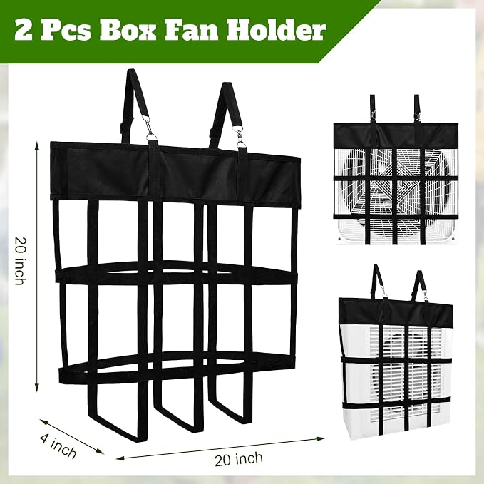 Tessco for you 2 Pcs Box Fan Holder Horse Stall Classic Fan Bag Hanging Web Holder Nylon Box Hay Bag Horse Accessories (Black)